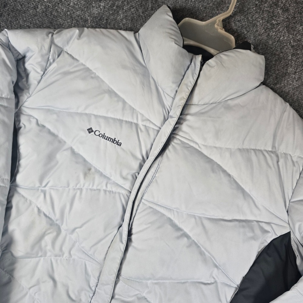 Columbia Women's Light Blue Quilted Puffer Jacket Full Zip Outdoor Warm WORN‎